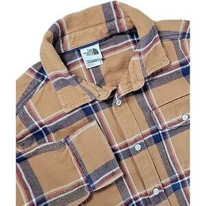 The North Face Adult Mens Flannel Shirt Medium Brown‎ Plaid Button Up Pocket